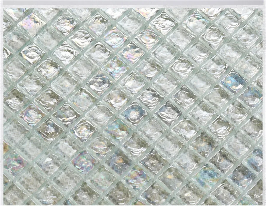 Super White Rainbow Square Penny Round Crystal Tile Decoration Door Art Glass