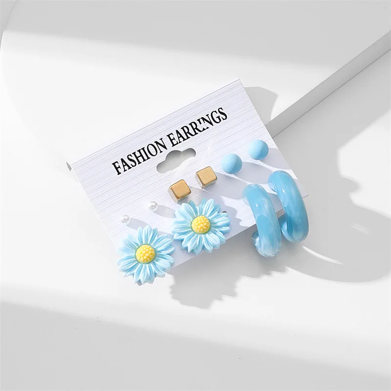 2023 Fashion new style Hot Selling Earring Set Creative Simple Acrylic Flower Earrings High Quality Earring Set Wholesale
