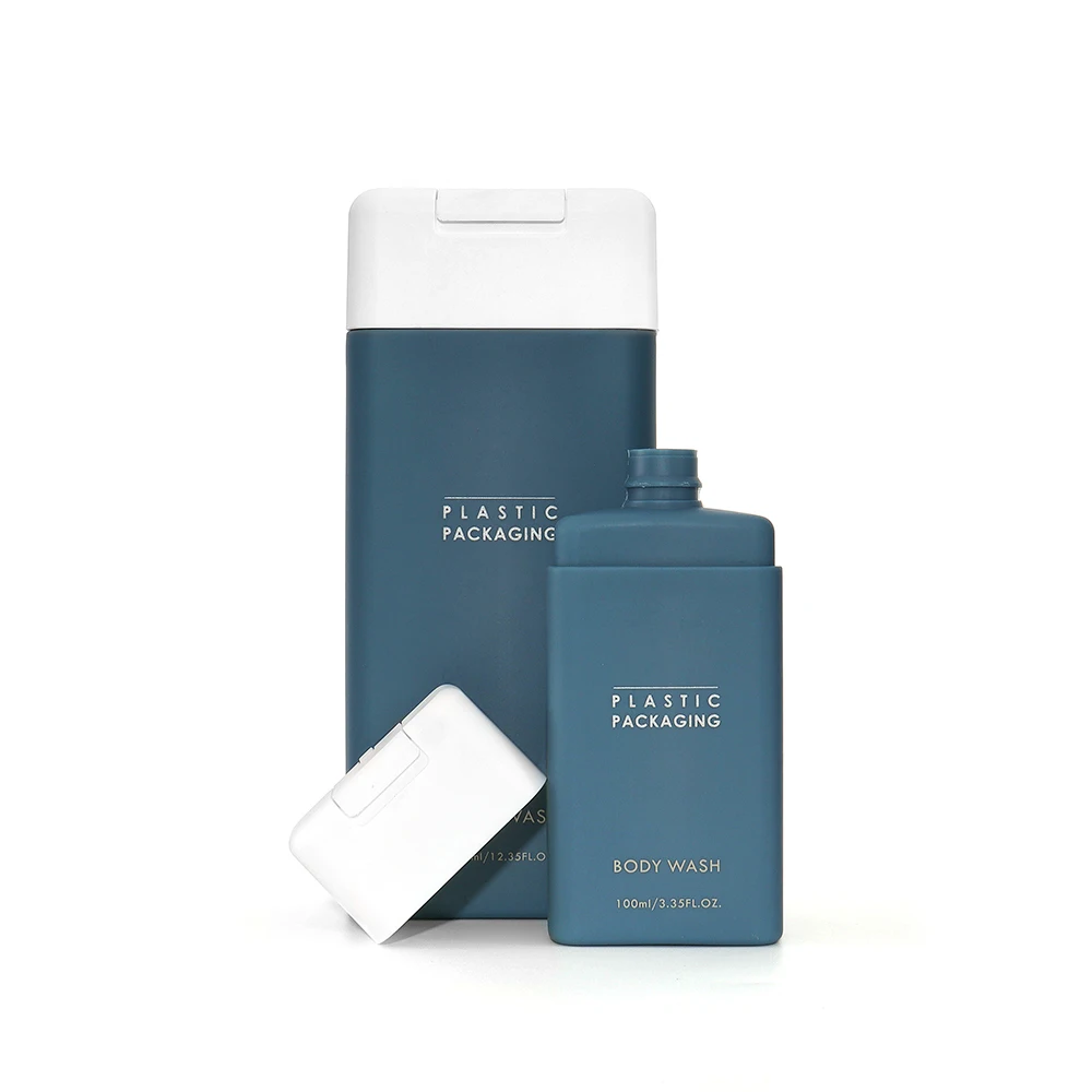 colorful skincare packaging  50ml 100ml 150ml 250ml 375ml flip cap shampoo bottle square hdpe plastic shampoo bottles