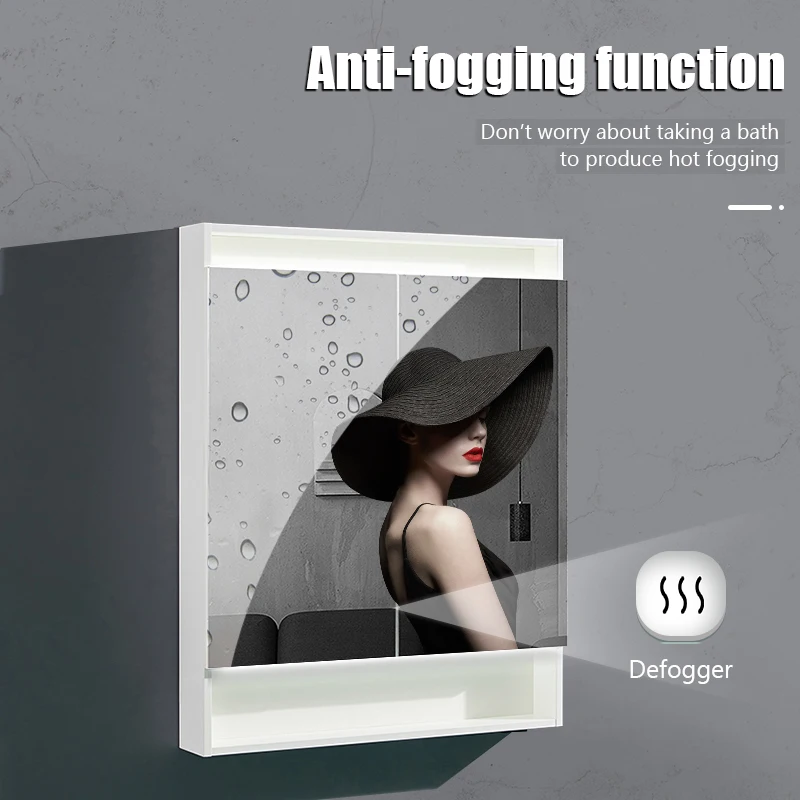 Led Light Mirror Storage Customized Wholesale Soft Close Door Plywood Mirror Cabinet With Led Light