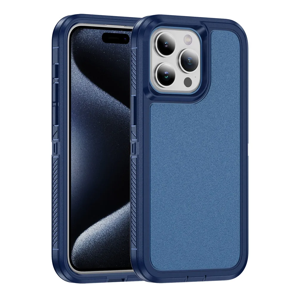360 Degree Anti Slip Matte Full Cover Double Layer TPU PC Phone Case with Front Bumper Cover for iPhone 15 14 13 12 Pro Max