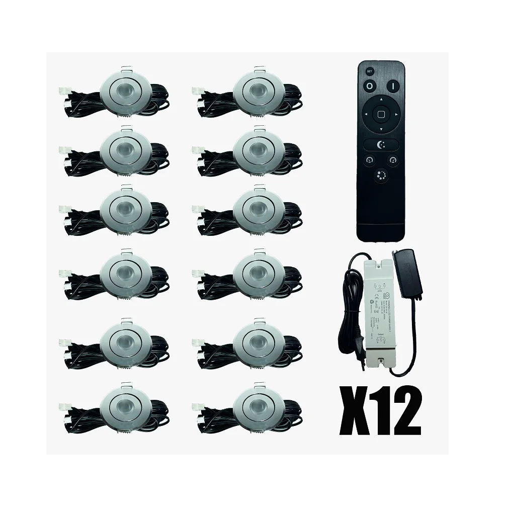 12x светодиодная подсветка 3 вт, поворотная, с регулируемой яркостью, с дистанционным управлением IP44, защита от проникновения воды