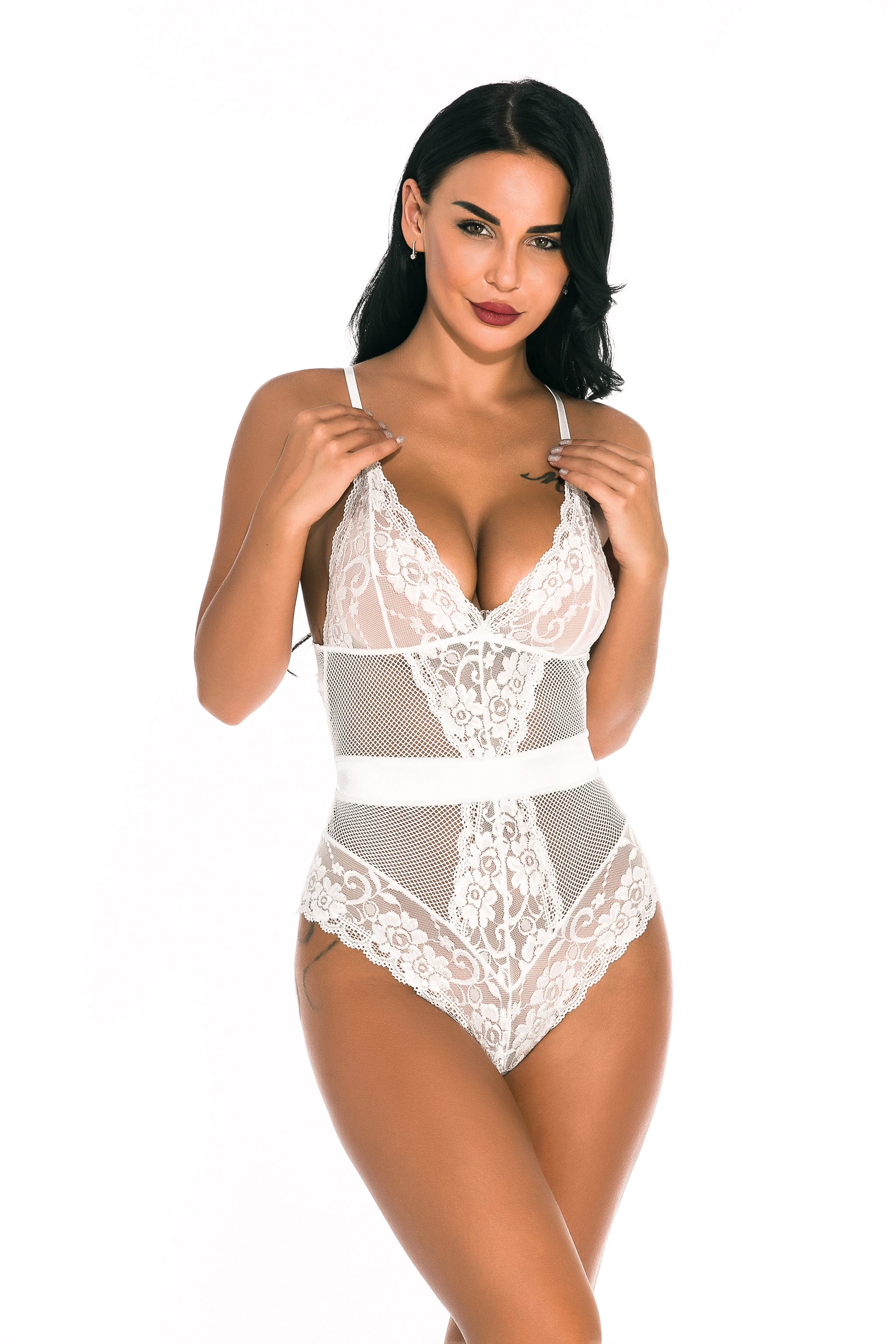 Europe And America Sexy Women Lace Suspenders Lingerie Set Band Bow Women Sexy underwear Bodysuit Pajamas