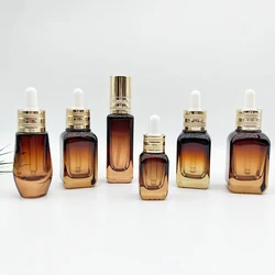Wholesale Custom 10ml 20ml 30ml 40ml Amber Serum Skincare Lotion Essential Oil Glass Dropper Bottle  With Glass Pipette