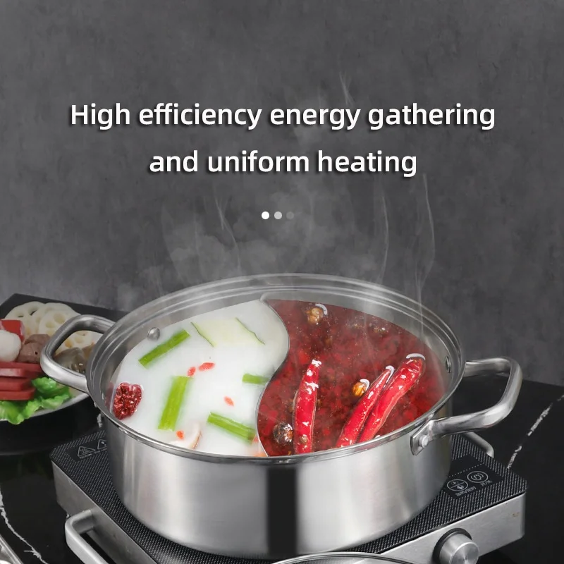 New Design Hot Pot Thickened Round Shape Stainless Steel Shabu Pot Soup Pot With Stainless Steel Handle