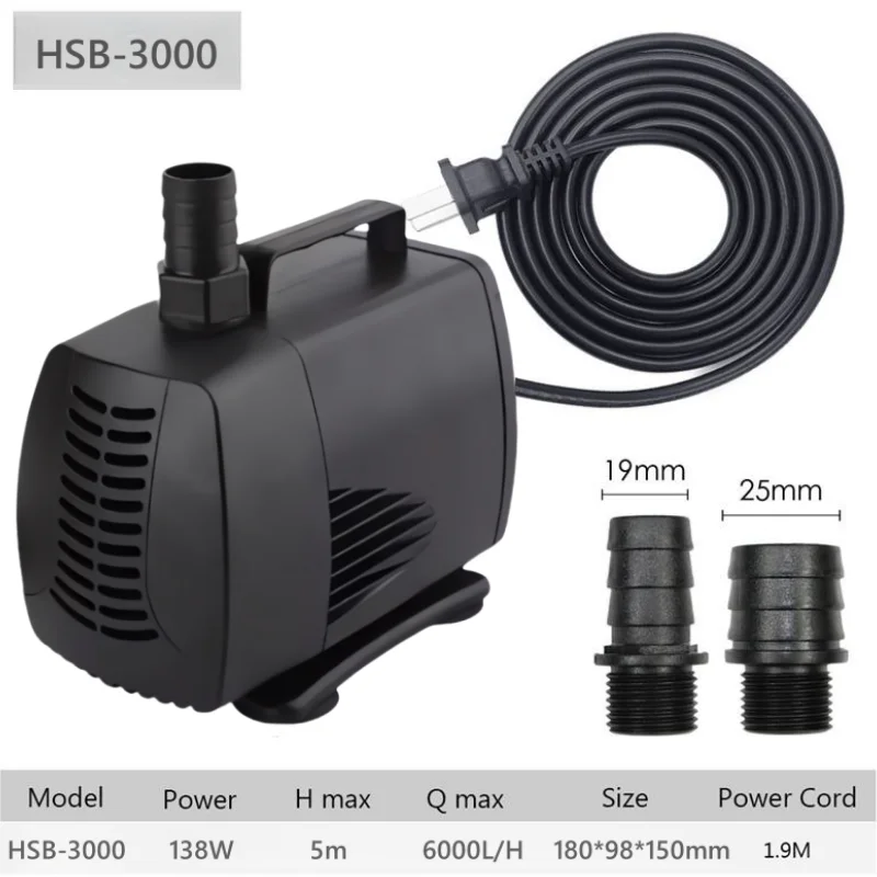 Wholesale 138w Submersible Koi Pond Pump Garden Fountain Water Pump Adjustable 6000lh Water Pump for Aquarium