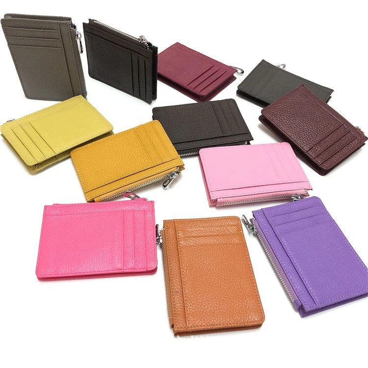classic design top grain leather business card holder wallet