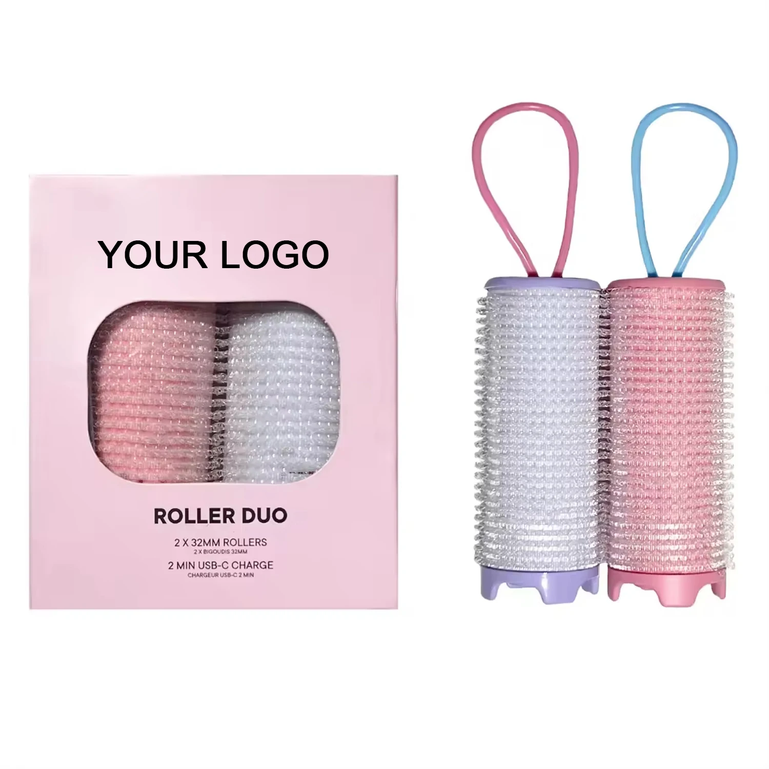 2-Pack Not Damage Hair Portable Fringe Curler Heated Hair Styling Bang Curling Tool Electric Hair Rollers for DIY or Salon