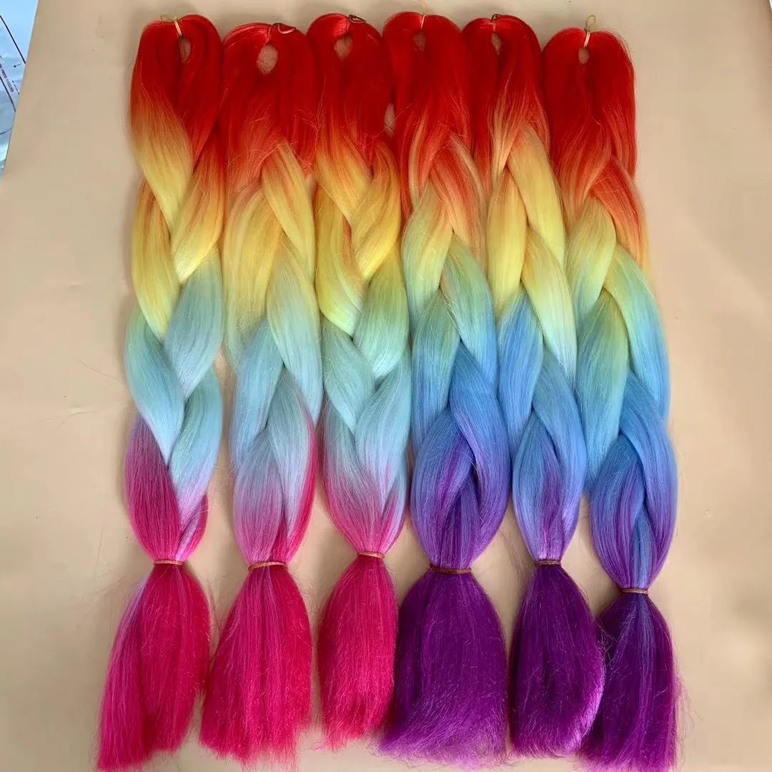 Wholesale synthetic hair extension high quality ombre braiding hair raw material jumbo braid synthetic braiding hair