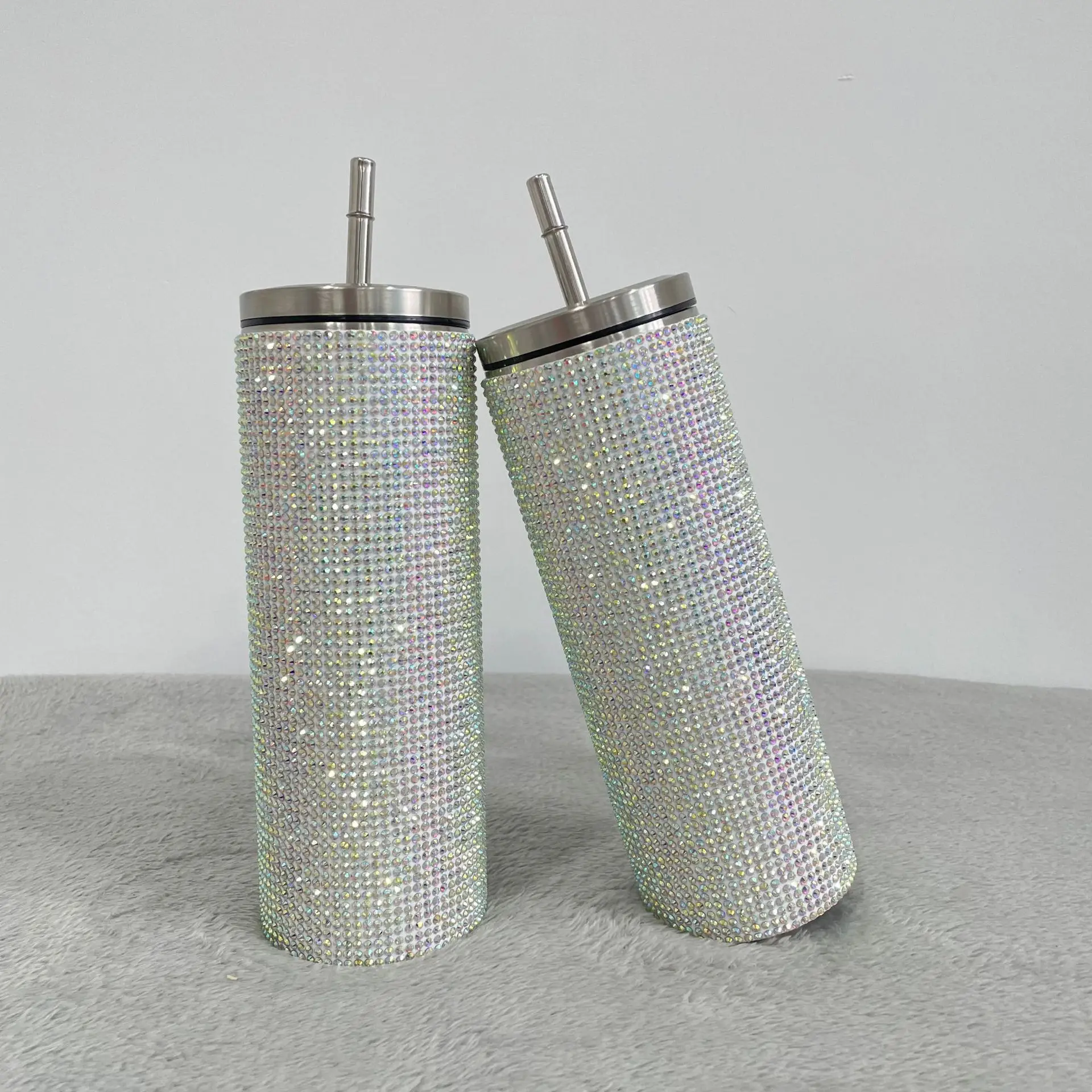 YEWAY Luxury drinking vacuum insulated 20oz skinny straight water coffee travel mug cups bling diamond rhinestone tumbler