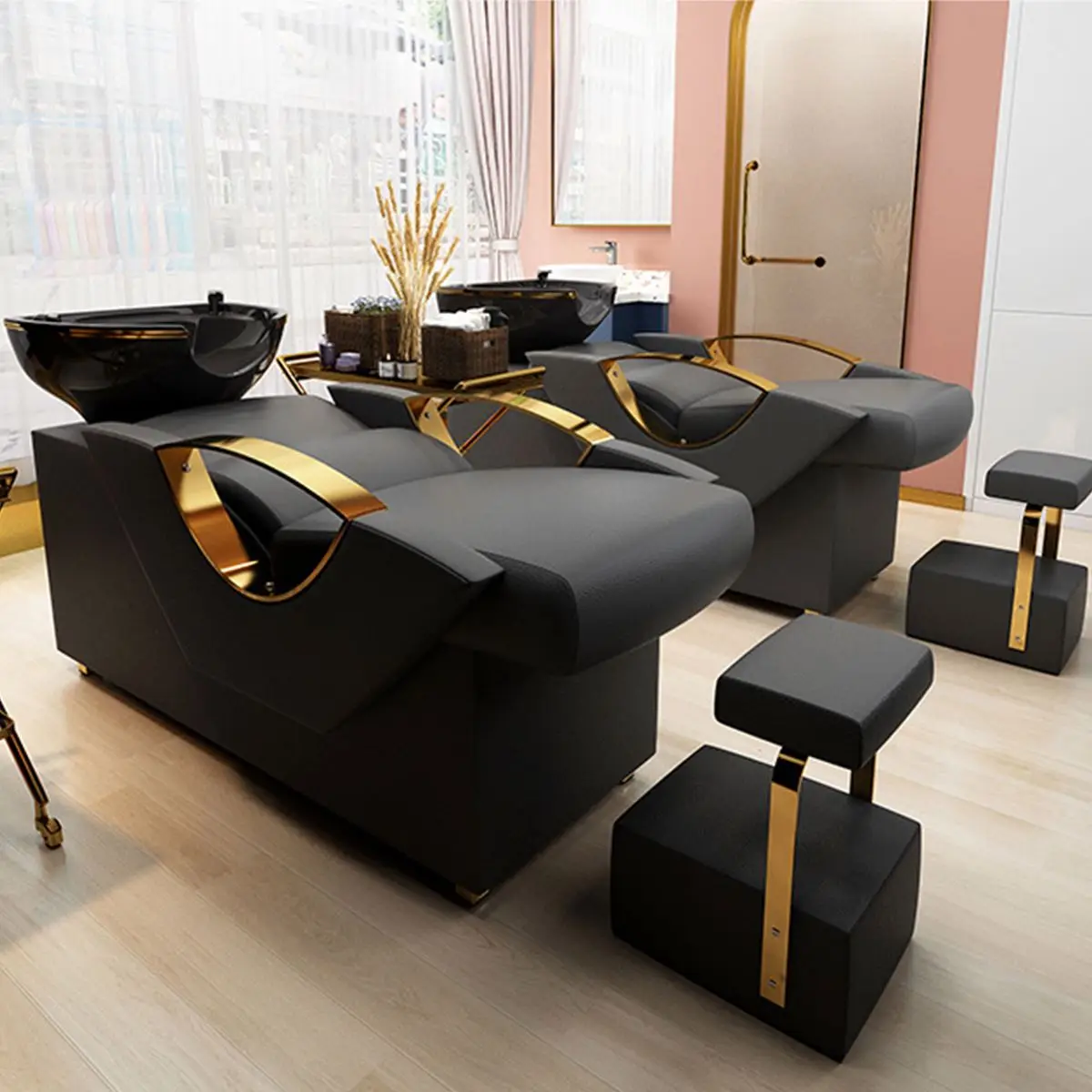 New Product Sprinkler Beauty Hair Salon  Sit Half Recline Thai Flush  Shampoo Chair Punch Bed Bowl Washbasin