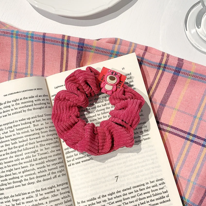 Strawberry Bear Cute Colic Scrunchie Corduroy Head Tie Korean Girls