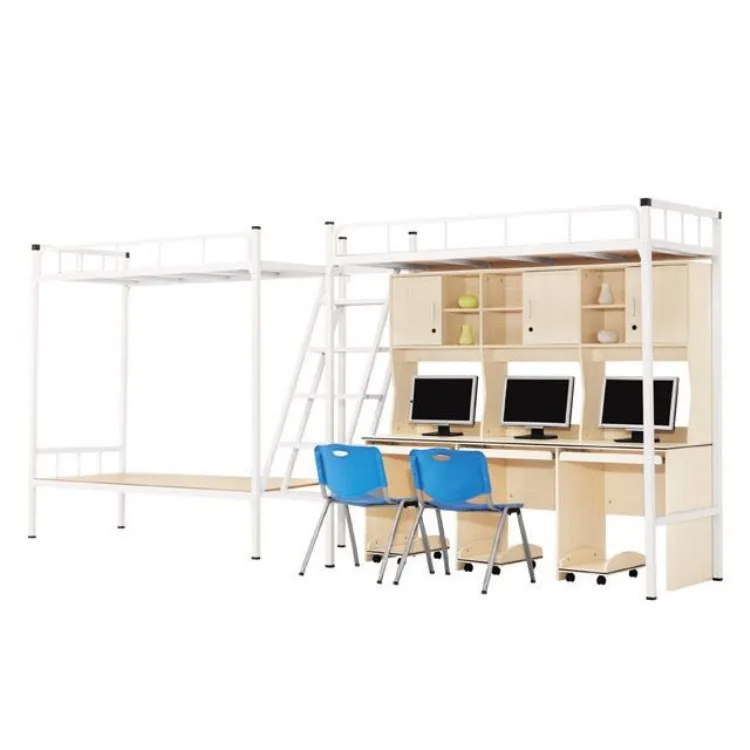 University residence halls new design student bunk bed with desk,school furniture dormitory bed