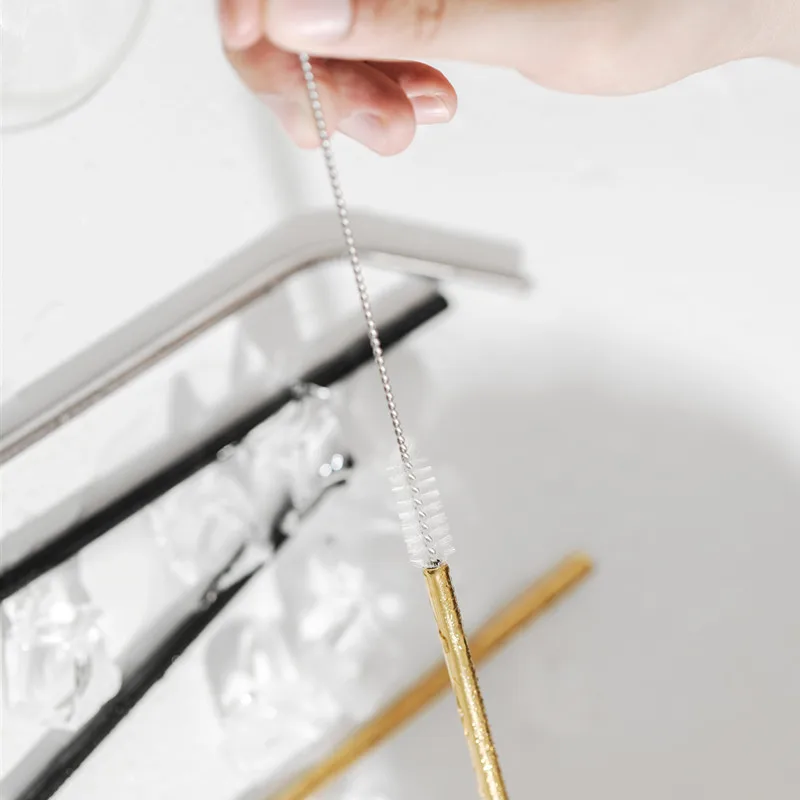 4pcs Reusable Stainless Steel Straws 8.5 Inches Drinking Straw Set Customized Logo