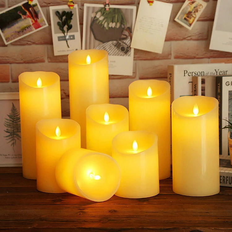 Christmas Battery Operated Real Wax Flameless Led Candles With Remote Control