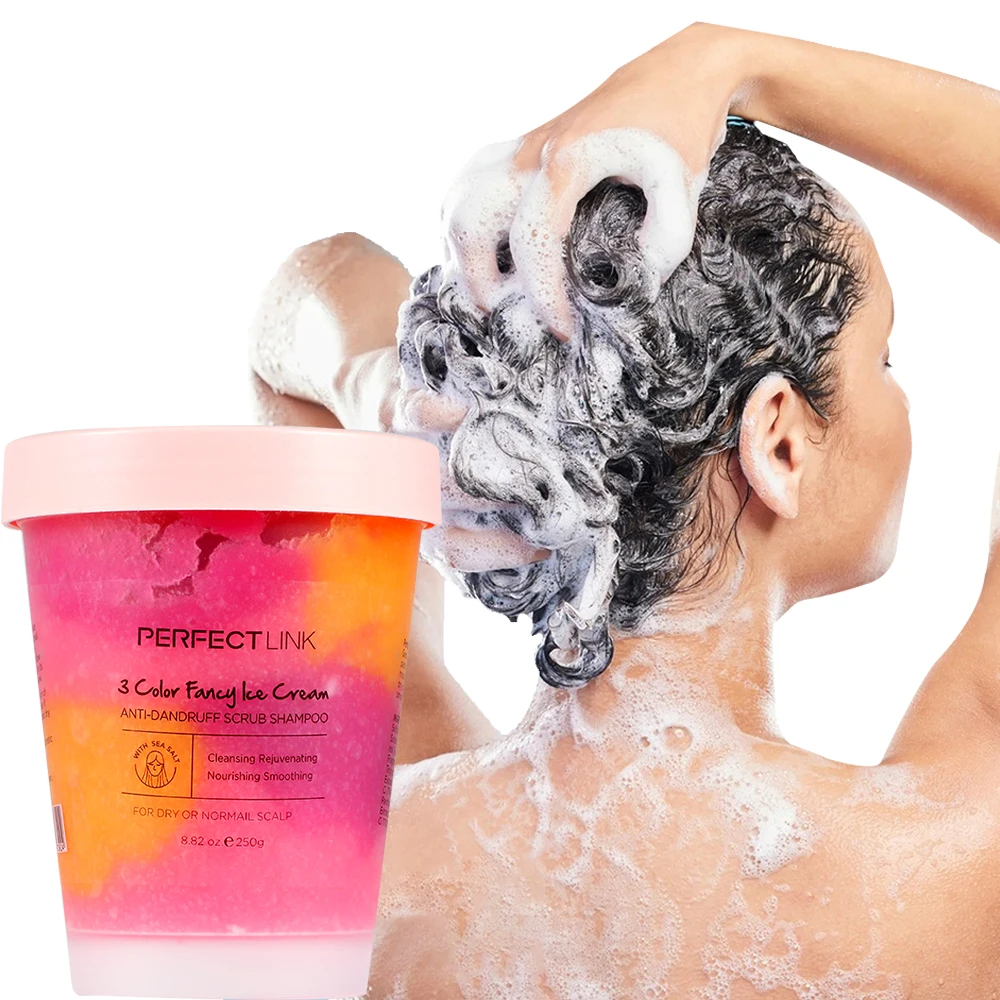 3 Color Fancy Ice Cream Anti Dandruff Message Hair Shampoo for Dry Normal Hair Cleanse Rejuvenate Nourish Smooth Shampoo Scrub