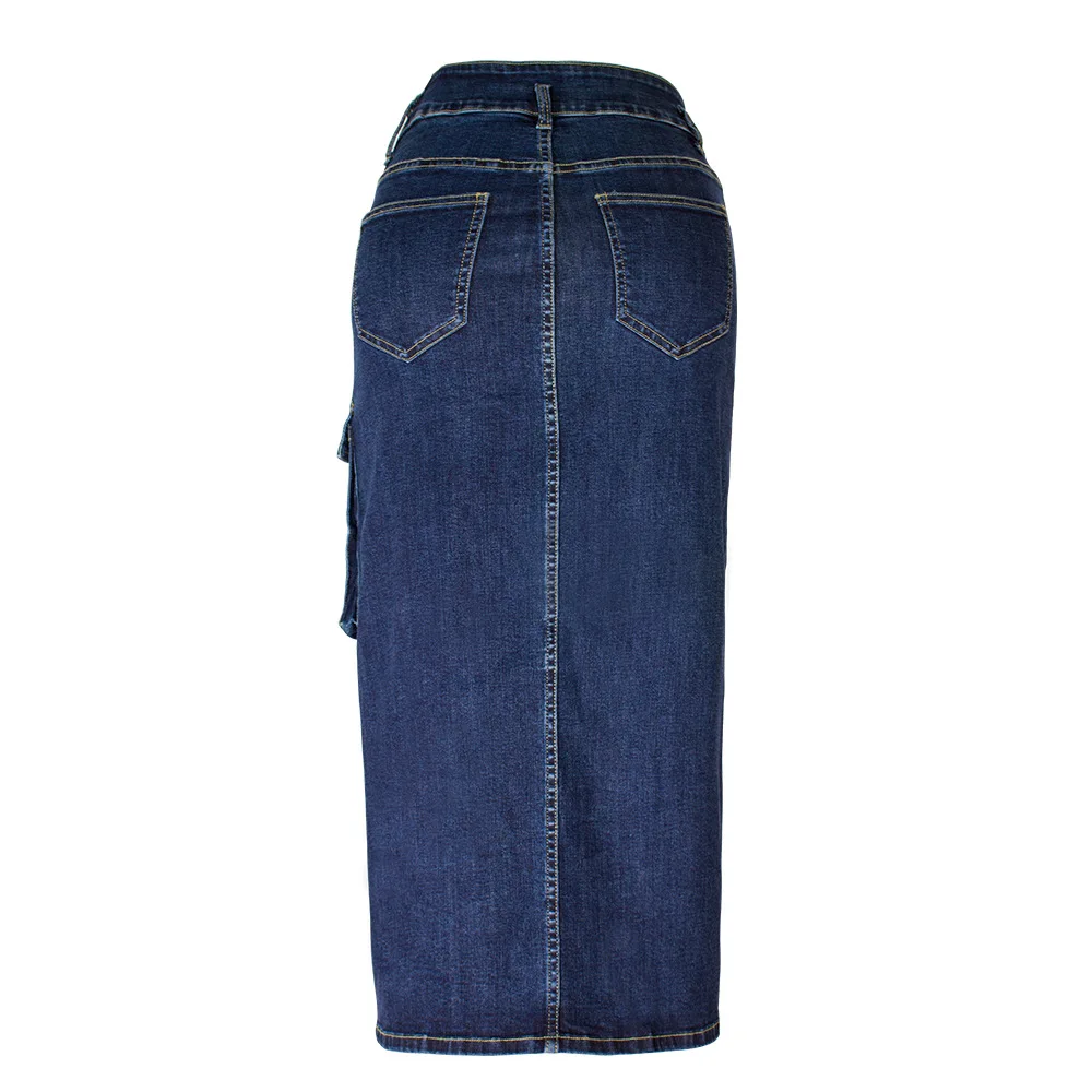 Blue Team | custom Women Fashion Denim Pencil Skirt High Waist Blow Knee Button Blue Jeans Skirts For Wholesale