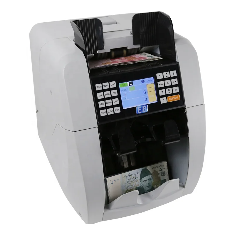 BS-8800-3 1+1pocket cash bill Counter and sorter USD INR EURO Value Mix Banknote Sorting machine money Detector