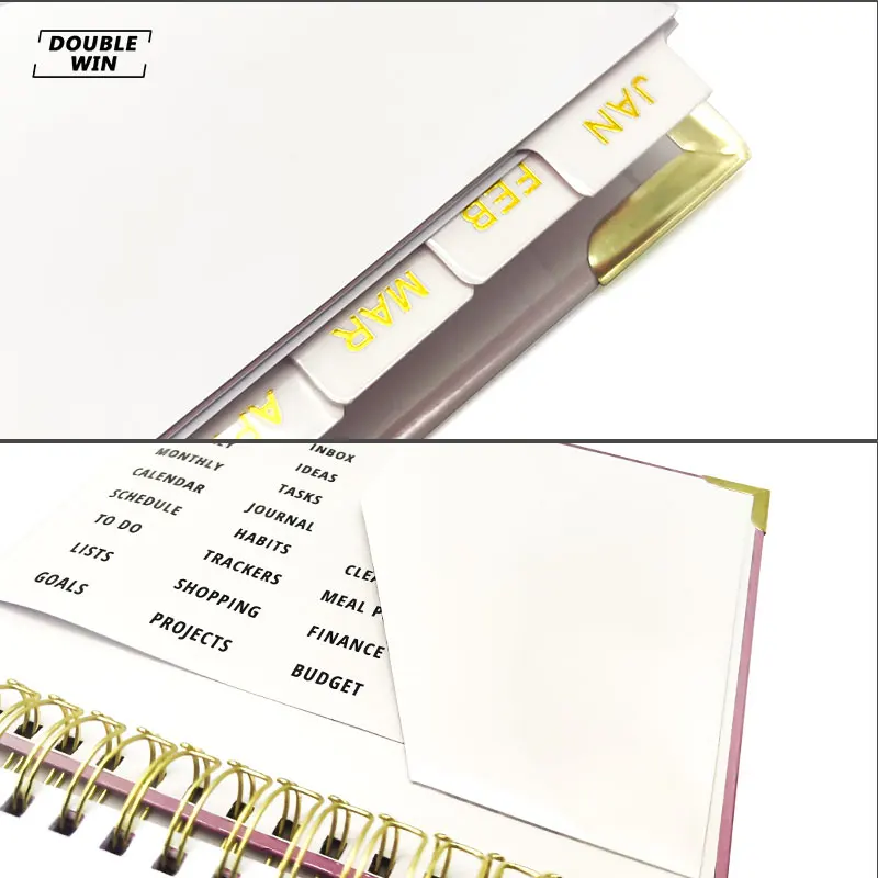 Custom Printing Metal Corner Spiral Weekly Day Manifesting Planner with Tab Pages