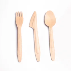 Individual Plastic Bag Packing Wooden Spork Fork Knife Set