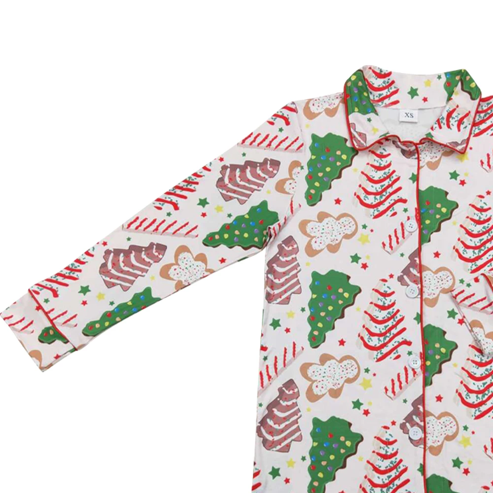 Christmas shirts long sleeves Christmas trees gingerbread print wholesale adult women Christmas shirt boutique low price clothes