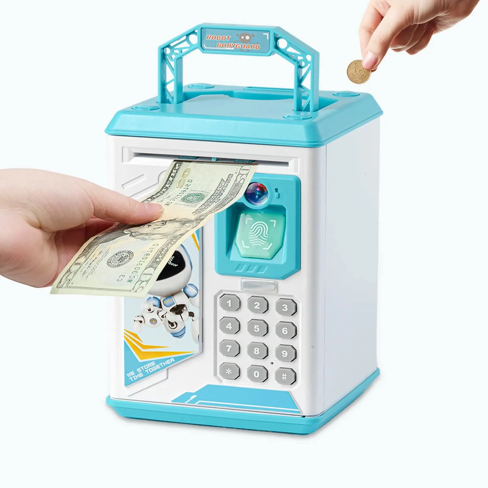 EPT Custom Electronic Safe Box Fingerprint Atm Machine Toy Piggy Bank Money Banking Toys