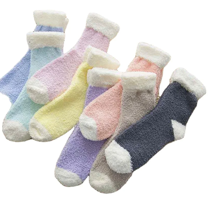 Winter Sleep Bed Floor Home Fluffy Coral velvet fuzzy Christmas socks