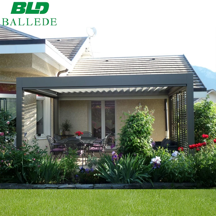2024 New Customization Aluminium Pergola Sunshade Remote Control Shutter Bifold Louvre Roof