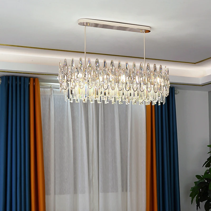 Modern Style Used In Living Room Bedroom crystal pendant lights Stainless Steel Golden Luster Suspended Crystal Chandeliers