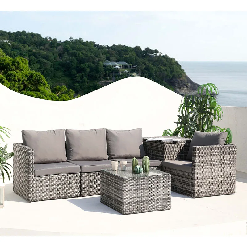 Hot Selling Outdoor Furniture Rattan Garden  Sofa Patio Recliner PE Wicker Metal Sofa Set