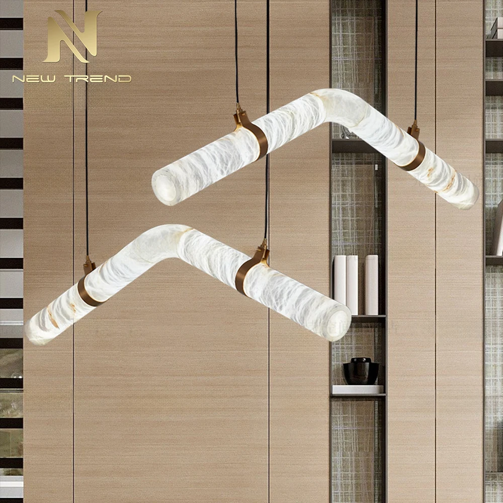 Minimalist Style Residential Decoration Home Living Room Dining Room LED Alabaster Chandelier Light