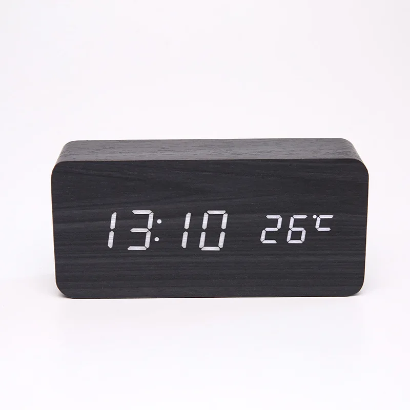 Wood LED  alarm clock USB charging digital display electronic alarm clock Fashion wood Clock decoration
