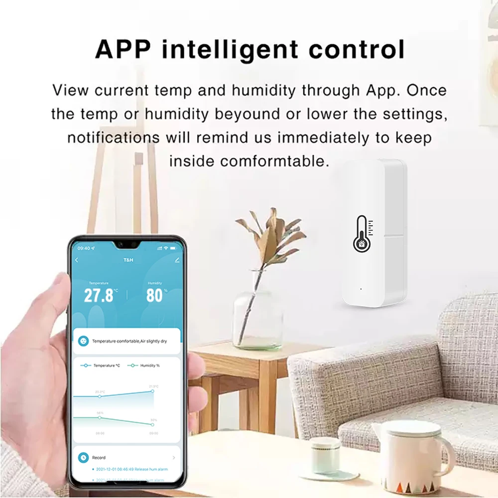 Tuya Smart APP remote monitor home Temperature humidity min WI-FI temperature and humidity sensor
