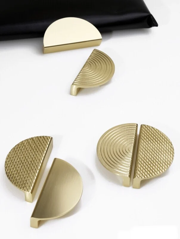 Luxury Solid Aluminum Zinc Alloy Cabinet Drawer Simple Half Round Vanity Pulls Gold Kitchen Furniture Handles Knobs