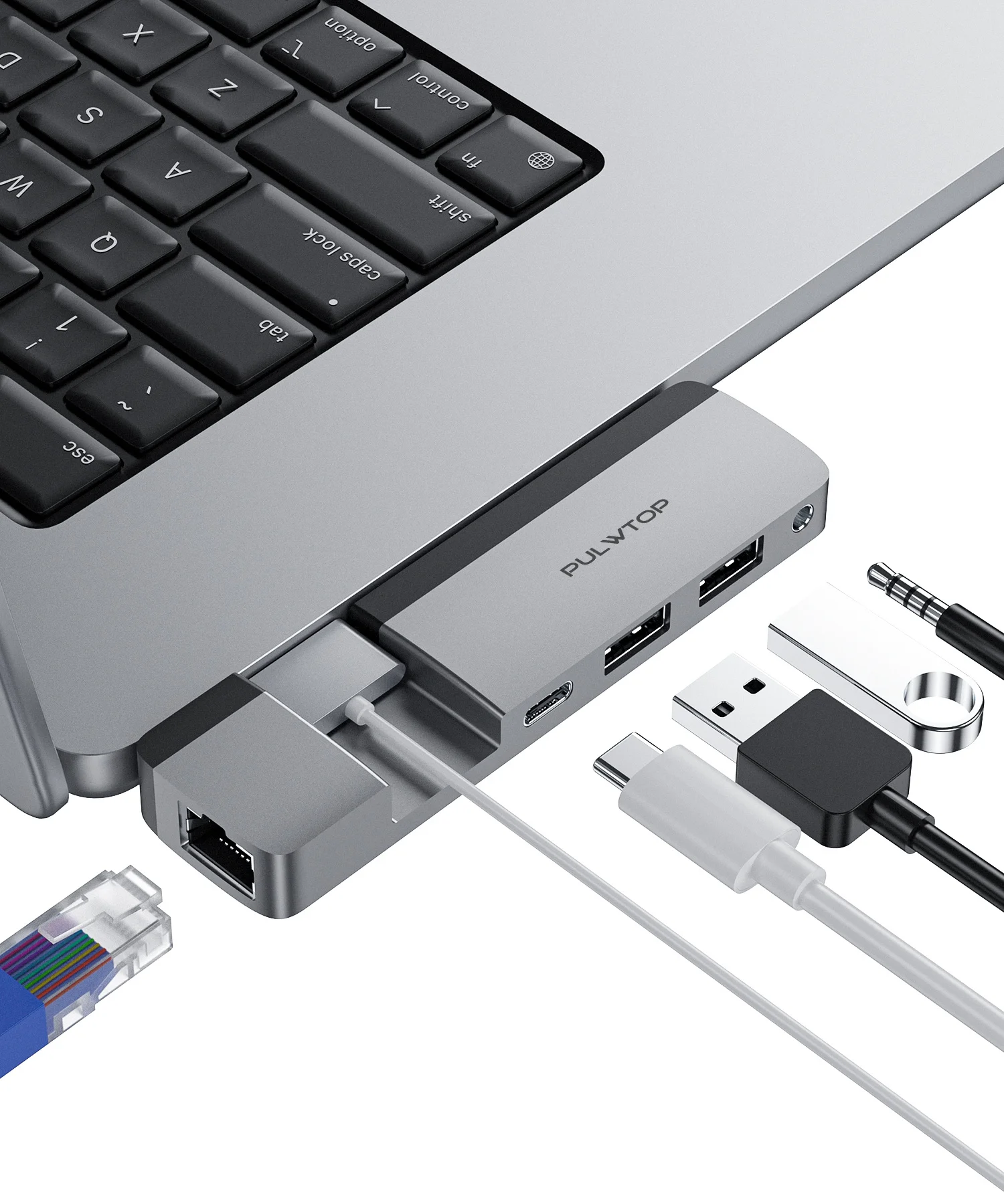 shenzhen PULWTOP c hub with card reader 5 in 1/2 usb-c hub adapter mac docking station USB 3.0 Type C Hub 4K HD-MI Port TF Card