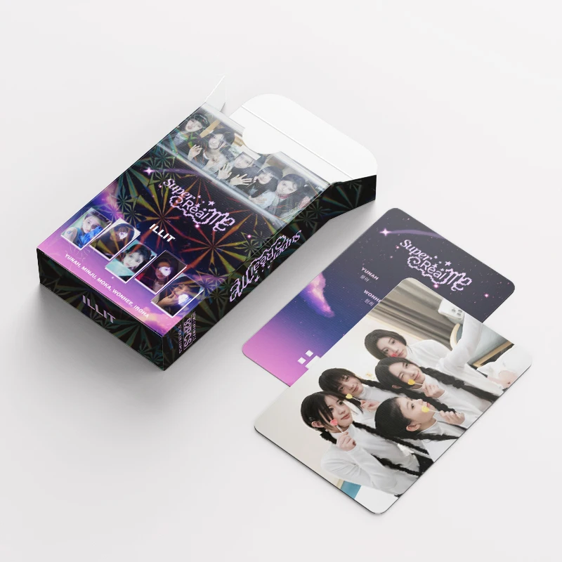 Hot 92pcs kpop ILLIT Korean star girl group 60pcs lomo card 32 bicycle refrigerator stickers souvenir collector card
