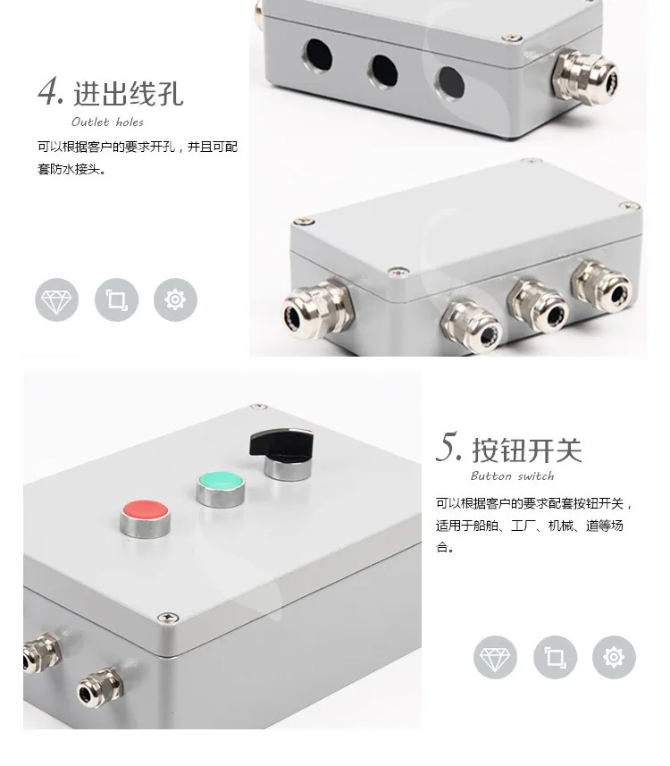 Manufacturer  SP-AG-FA25-1 165*95*39MM IP66/NEMA 4X Aluminium Outdoor Custom Electronic Terminals Box