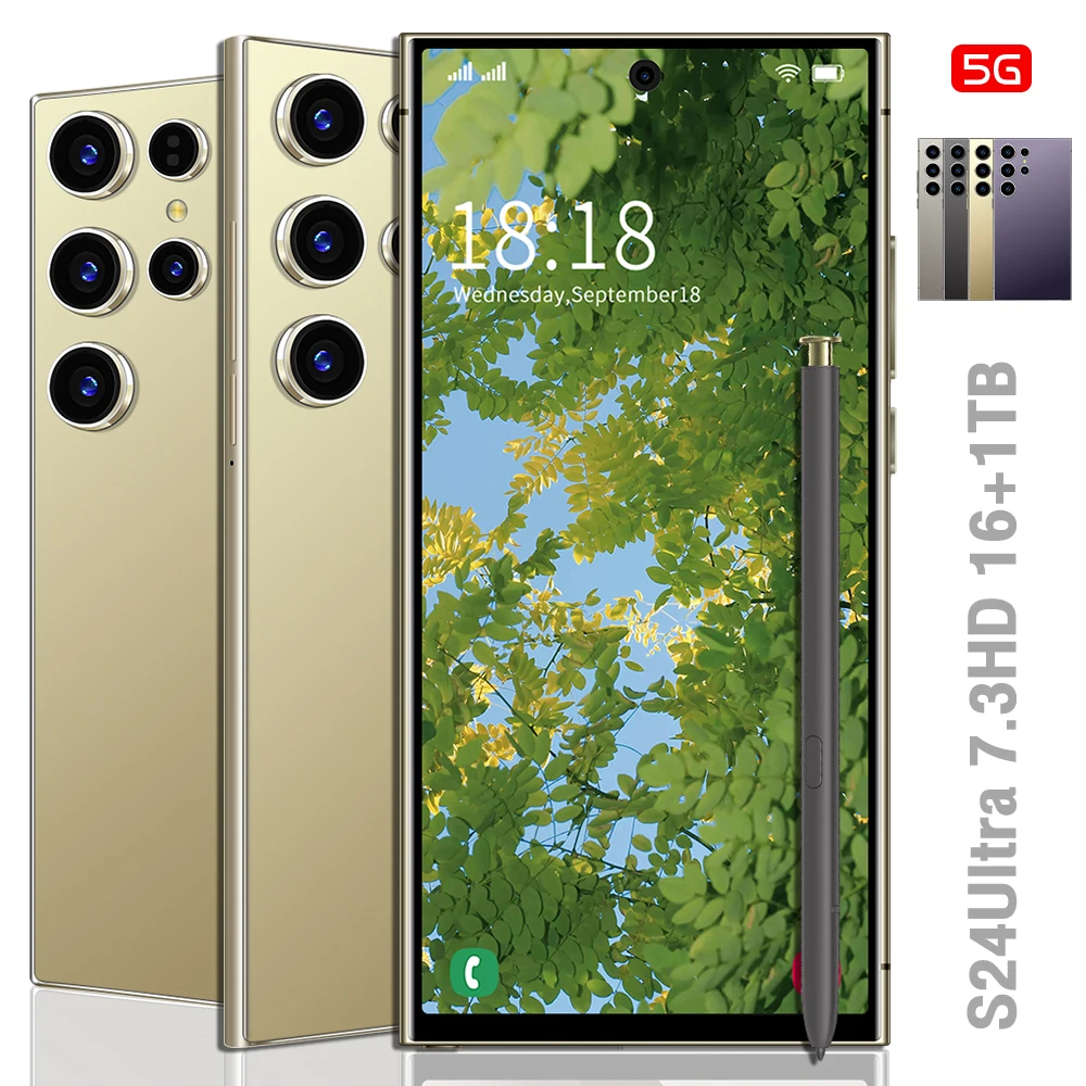 2025 Новое поступление S24 ультра 5G смартфон глобальная версия 16GB + 1TB Android 14 разблокированный мобильный 108MP Deca Core Французский Испанский