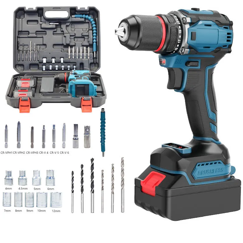 Wholesale Power Drills 13mm Brushless Motor Drilling Machine With Battery Cordless Drill Power Tool Set
