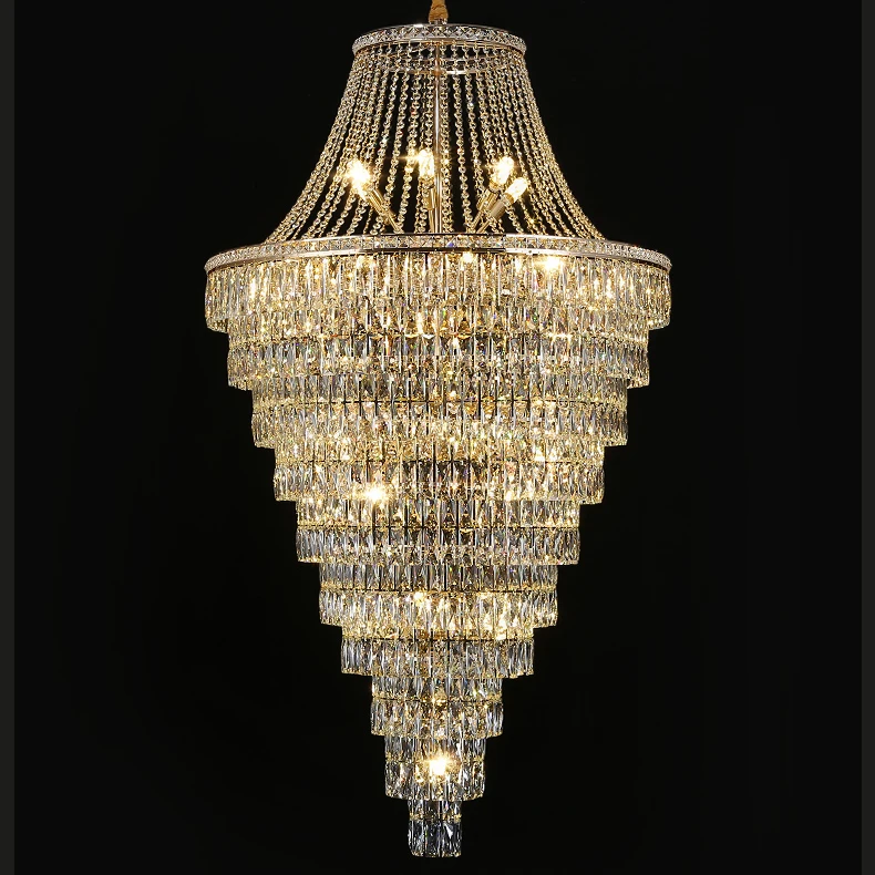 High ceiling Long stair big chandelier Lighting Fixture Decorative Hotel Lobby Staircase Villa large Crystal Chandelier Luxury