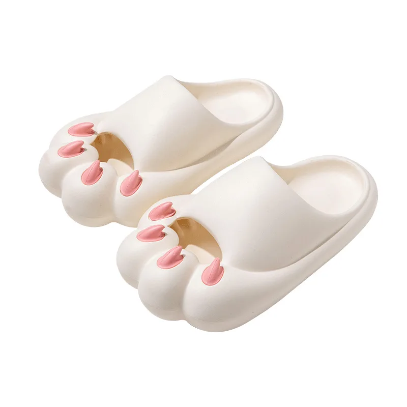 Cute Cat Claw Sandals Women Summer Cartoon Baotou Indoor Lovers Thick Sole Slippers