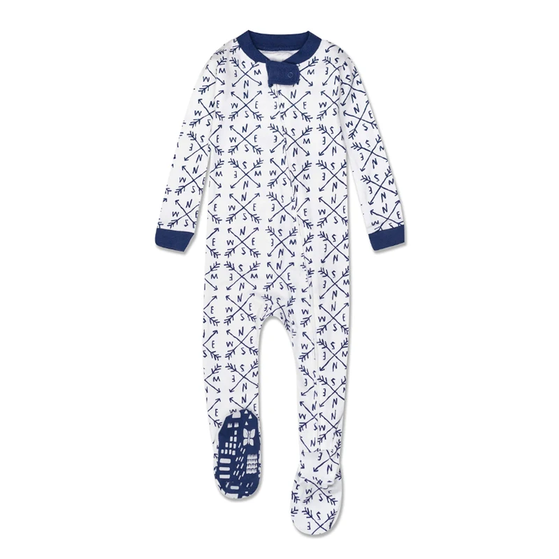 Good Price Long Sleeve Custom Bamboo Viscose Baby Pajamas For Newborn Unisex Baby Romper With Footie Non Slip Grip