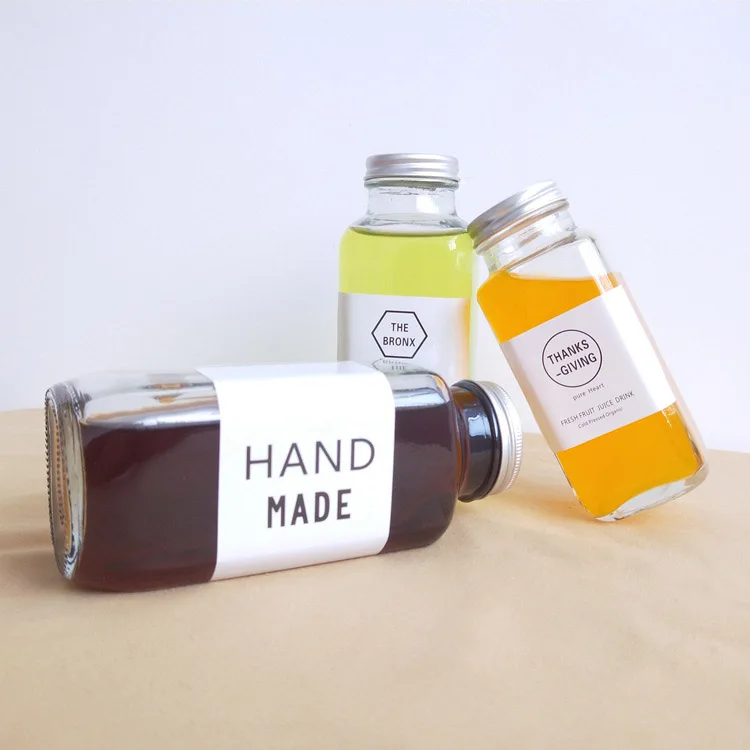 500ml Wide Mouth French Square Glass Bottle Kombucha Beverage Fruit Juice Glass Bottle