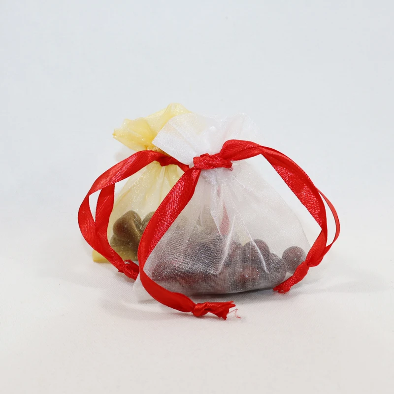 Organza  Packing Pouch With Gold Stamp Logo Organza  Pouch Black Sheer Organza