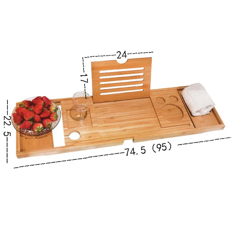 
Luxury expandable premium 100% natural stand bamboo wooden bath tub bathtub tray rack organizer caddy with Extending Sides 