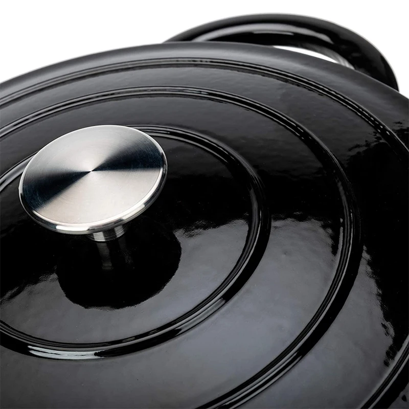 Hot sell Round Casserole Dish - Cast Iron Cauldron Induction and Gas Safe Non Stick Dutch Oven Roasting Cooker - with Lid