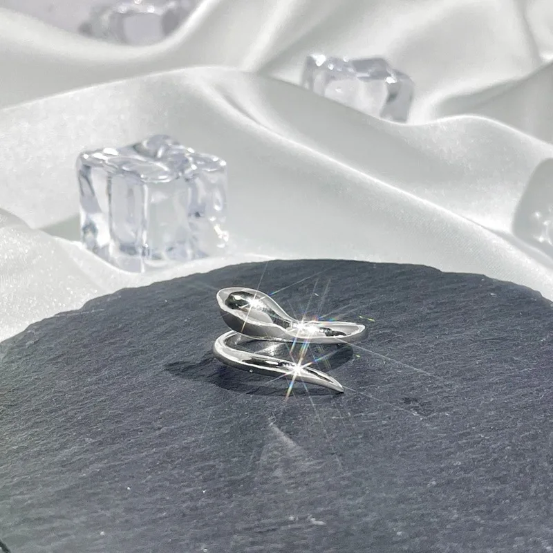 DAIHE Fashion 2024 New Gemstone Snake Ring Adjustable Open Crystal Zircon Moonstone Rings