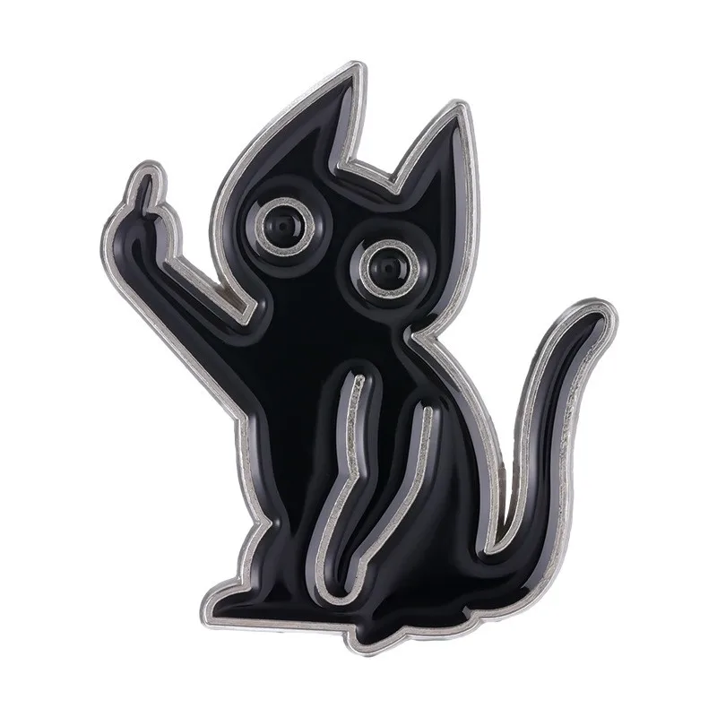 Middle Finger Animal Black Cat Mushroom Fox Rabbit Piece Badge Costume Accessory Lapel Pin Badge