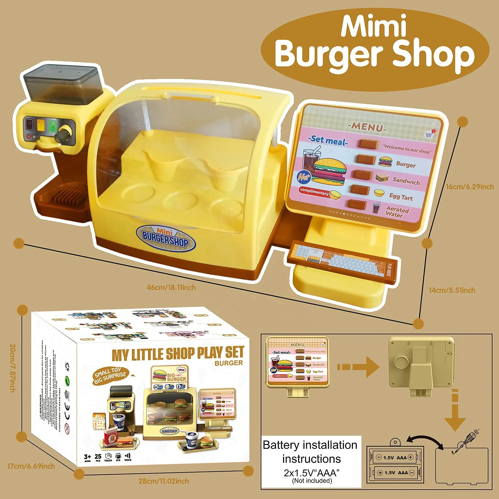 cashier pretend play toy kids cashier counter toy play house toy hamburger shop hamburger cooker