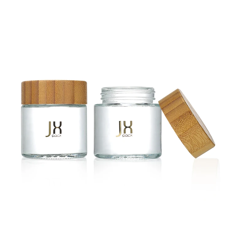 90ml 110 Stash Jar Clear Smell Storage Container Childproof Safety Lid Glass Jar with Bamboo Lid
